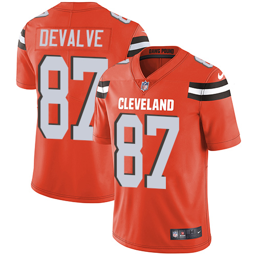 Nike Browns #87 Seth DeValve Orange Alternate Men's Stitched NFL Vapor Untouchable Limited Jersey - Click Image to Close